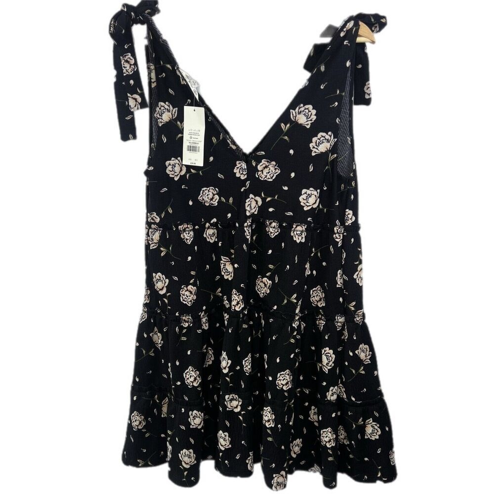 Black Dress Wi Yellow Floral Pattern By Miss Selfridge - Size 8 Petite Cottage